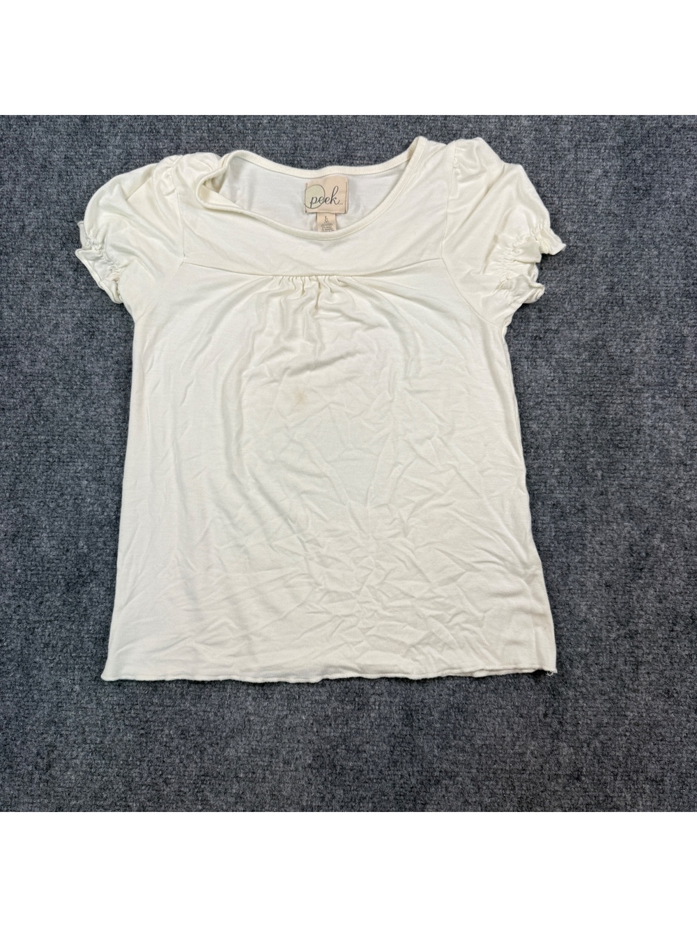 Peek Women's Cream Short Sleeve Top Size Large
